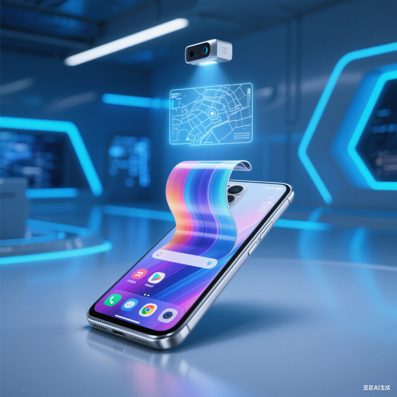 可卷曲柔性屏 + 空气投影手机